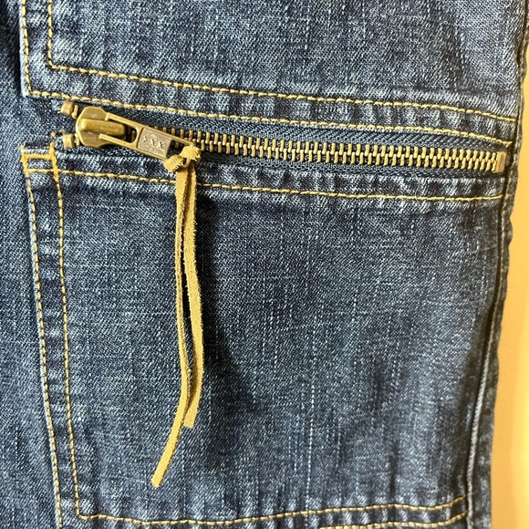 Y2K Utility Denim Skirt 10 V Cargo Pockets Zip Detail Vintage Streetwear Retro - Picture 7 of 10